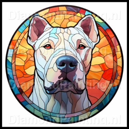 Diamond Painting Glas in lood Hond - Argentijnse Dog 02