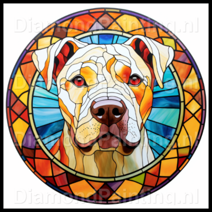 Diamond Painting Stained Glass Dog - Argentine Dog 04